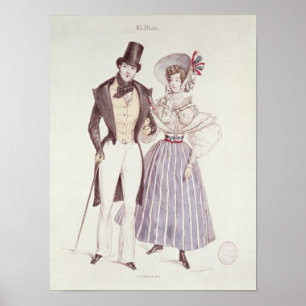 Mode für Männer und Frauen, 1830 Poster