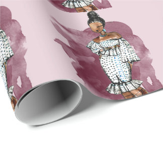 Mode-Geburtstagsausstattungsskizze-Zauberdiva Geschenkpapier