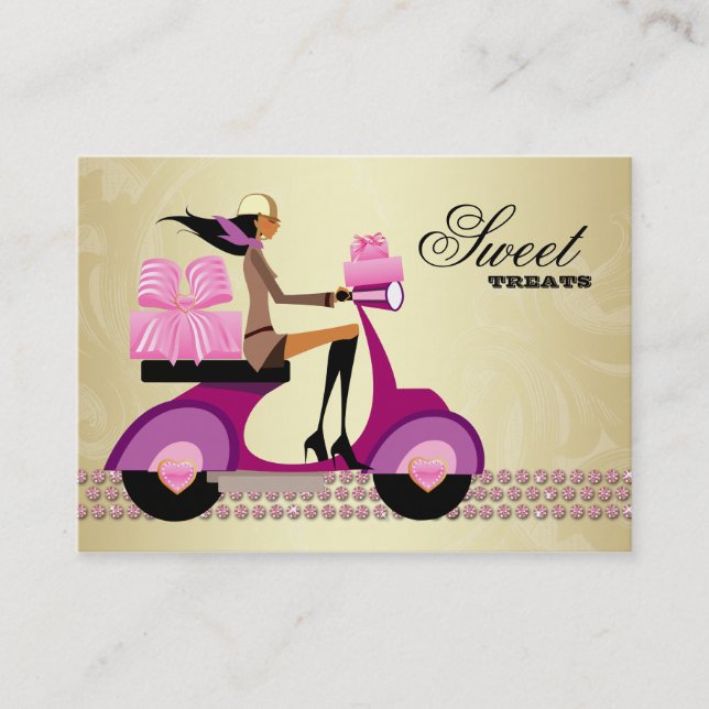 Mode-Geschenk-Roller-Mädchen-Schmuck-Rosa-Gold Visitenkarte (Vorderseite)