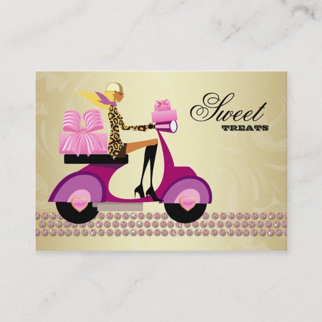 Mode-Geschenk-Roller-Mädchen-Schmuck-Rosa-Gold Visitenkarte (Vorderseite)