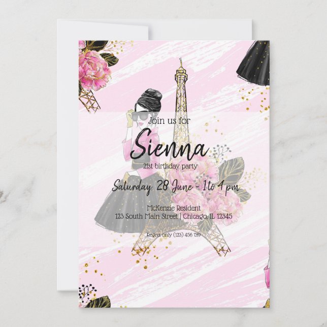 Mode-Girl Einladung (Vorderseite)