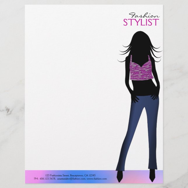 Mode Girls in Blue Jeans Letterhead Template Briefbogen (Vorderseite)