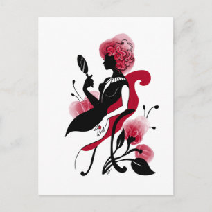 Mode Glamour schöne grafische Illustration Postkarte
