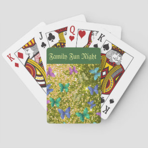Mode glänzender goldener Blink, farbige Schmetterl Spielkarten