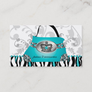 Mode Handbag Crown Pursuit Blue Zebra Floral 2 Visitenkarte