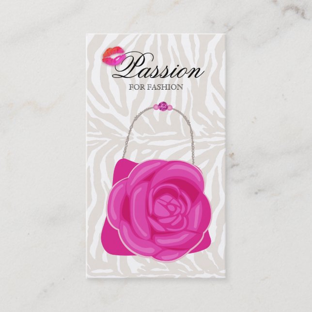 Mode-Handtaschen-Rosen-Geldbeutel-RosaZebra Visitenkarte (Vorderseite)