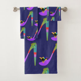 Mode High Heels 3 Stück Poly Cotton Bath Handtuch Badhandtuch Set