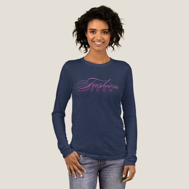 Mode-Ikone Langarm-T-Shirt Tri-Blend Shirt (Volle Vorderseite)