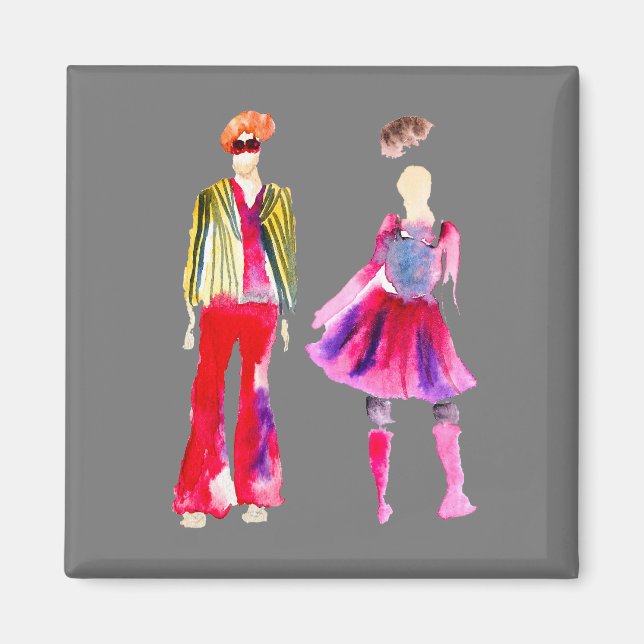 Mode Illustration Aquarellboho Magnet (Vorne)