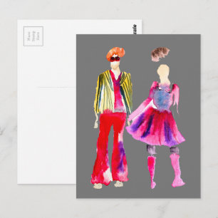 Mode Illustration Aquarellboho Postkarte