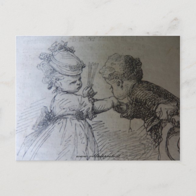 Mode-Illustration aus dem 19. Jahrhundert, schwarz Postkarte (Vorderseite)