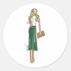 Mode-Illustration grüne Klebeetiketten Runder Aufkleber