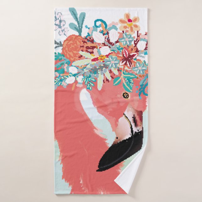 Mode-Illustration mit gezeichnet rosa Flamingoflam Badehandtuch (Badehandtuch)
