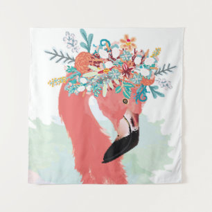 Mode-Illustration mit gezeichnet rosa Flamingoflam Wandteppich