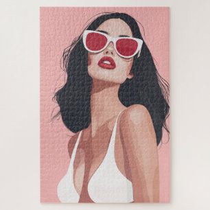 Mode Illustration Stilvolle Frau mit Sonnenbrille Puzzle