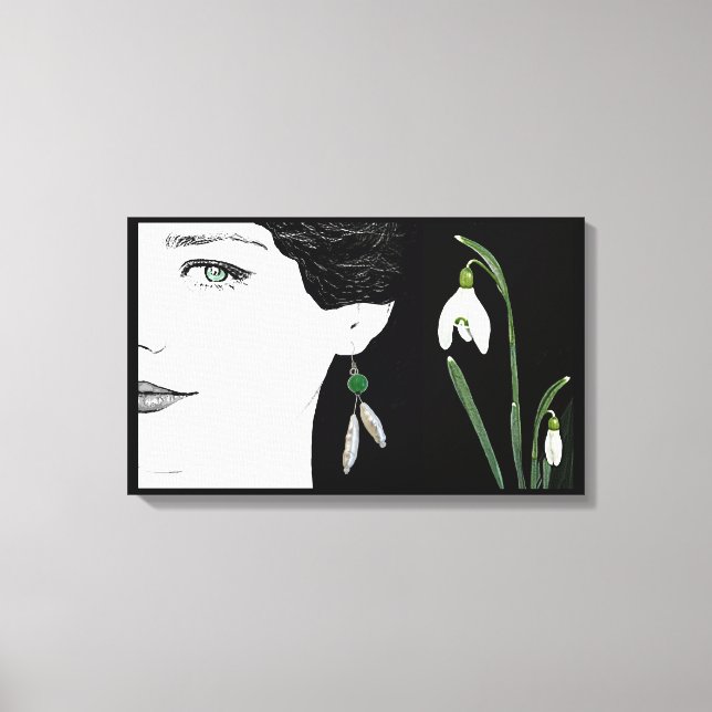 Mode Illustratorin in Perlmuttblüte Leinwanddruck (Vorderseite)