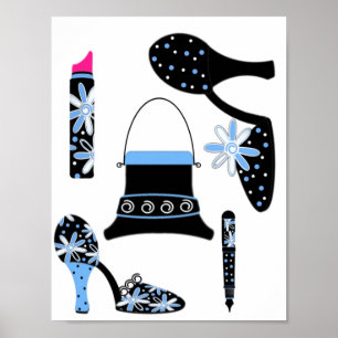 Mode in Blau Poster
