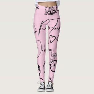 Mode, Kalligrafie, Eiffelturm, Lippen Leggings