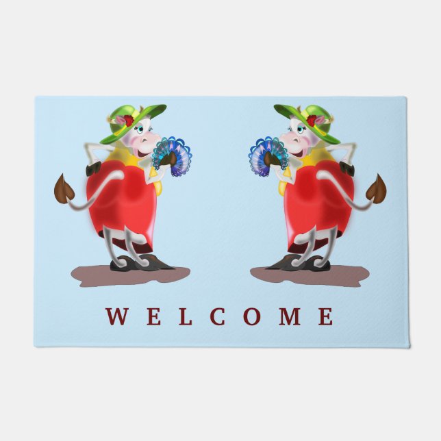 Mode Kuh Doormat - Willkommen - Funny Fußmatte (Vorderseite)