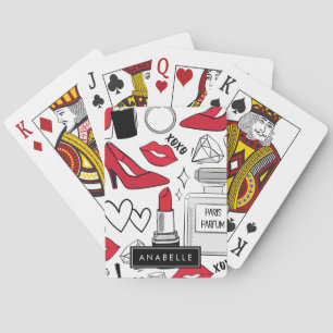 Mode, Lippen, High Heels, Stiletto, Ihr Name Spielkarten