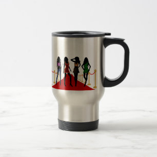 Mode-Mädchen auf der roter Teppich-Reise-Tasse Reisebecher
