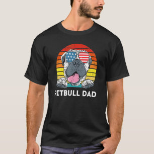 Mode Männer Pitbull Vater Vintage Lächelnder Pitbu T-Shirt