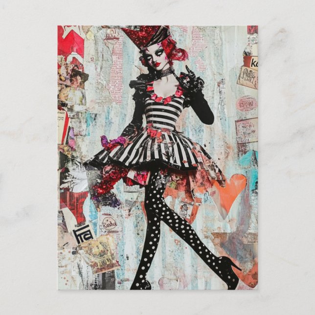 Mode-Mixed-Media-Collage Postkarte (Vorderseite)