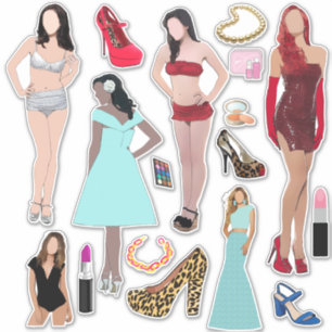 Mode-Modelle Schuhe und Schminkkunst Aufkleber