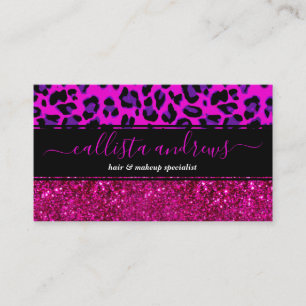 Mode Moderner rosa Lila Glitzer Leopard.        Visitenkarte