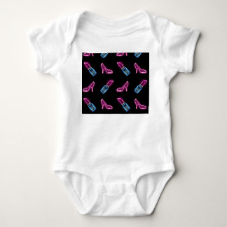Mode-Muster mit Neon-Icons. Baby Strampler