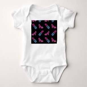 Mode-Muster mit Neon-Icons. Baby Strampler