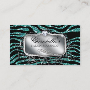 Mode-Nagel-Saloneleganter Zebra-Glitzer aquamarin Visitenkarte