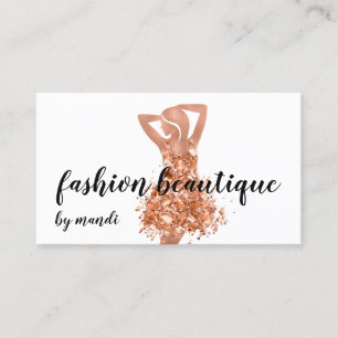 Mode Online Shop Logo Kupfer Rose Dress QR Visitenkarte