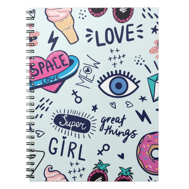 Mode Patch: Pop Art Stickers. Notizblock (Vorderseite)