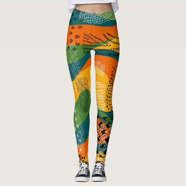 Mode-Patchwork: Entwürdigende Abstrakte Kunst Leggings (Vorderseite)