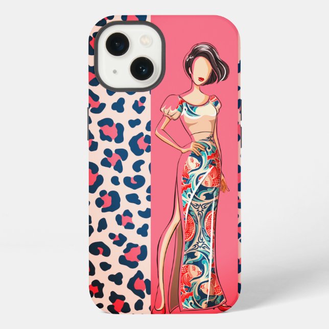 Mode Pink Leopard  iPhone Hülle (Rückseite)
