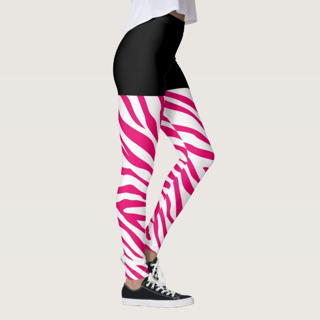 Mode Pink Zebra Streifen Decke auf Leggings (Rechts)