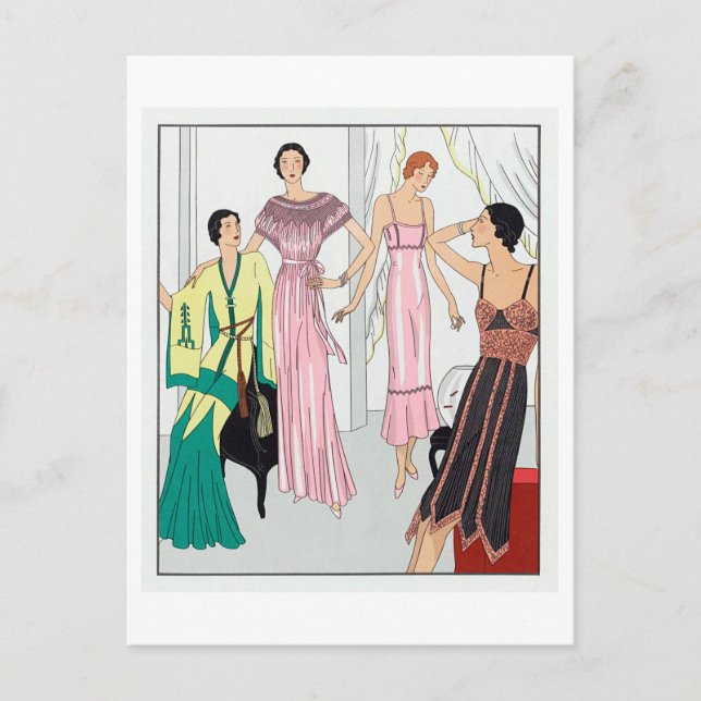 Mode-Plate für Slips und Robes der 20er Jahre Postkarte (Vorderseite)