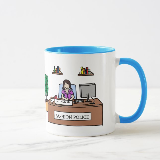 Mode-Polizei - personalisierte Cartoon-Tasse Tasse (Rechts)