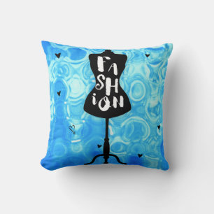 Mode Schaufensterpuppe Ständer Blau Retro Vintage Kissen