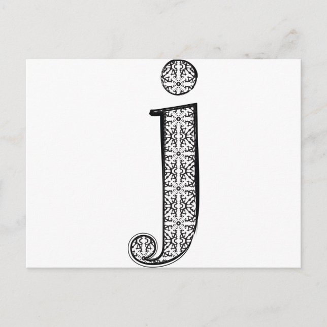 Mode-Schriftart, Buchstabe j Postkarte (Vorderseite)