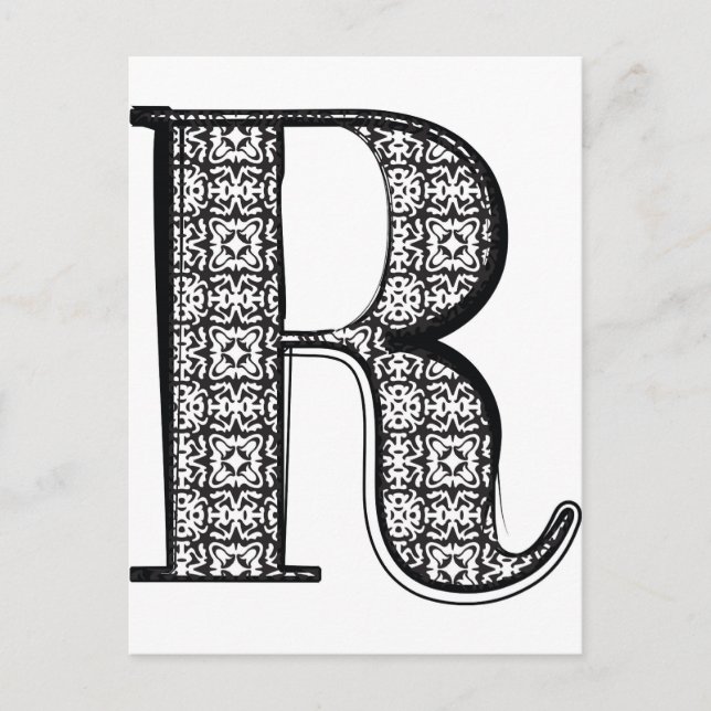 Mode-Schriftart, Buchstabe R Postkarte (Vorderseite)