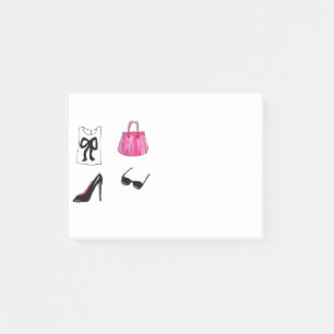 Mode Schuhe Handtasche Aquarell Fashionista Post-it Klebezettel