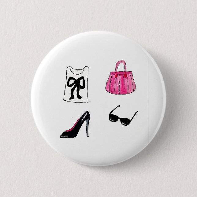 Mode Schuhe Handtasche Wasserfarbe Button (Vorderseite)