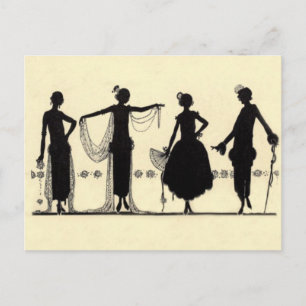 Mode-Silhouette der Flapper-Ära der 1920er Jahre a Postkarte