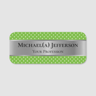 Mode Stil Apple Green Polka Dot: Luxus Silver Namensschild