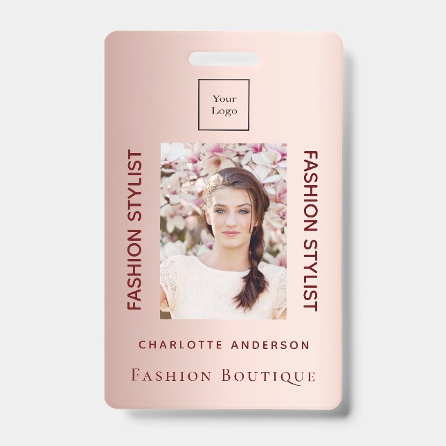 Mode Store Mitarbeiter Foto Rose Gold Luxus Ausweis (Vorderseite)