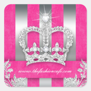 Mode Stripes Aufkleber Schmuck Pink Crown Silver
