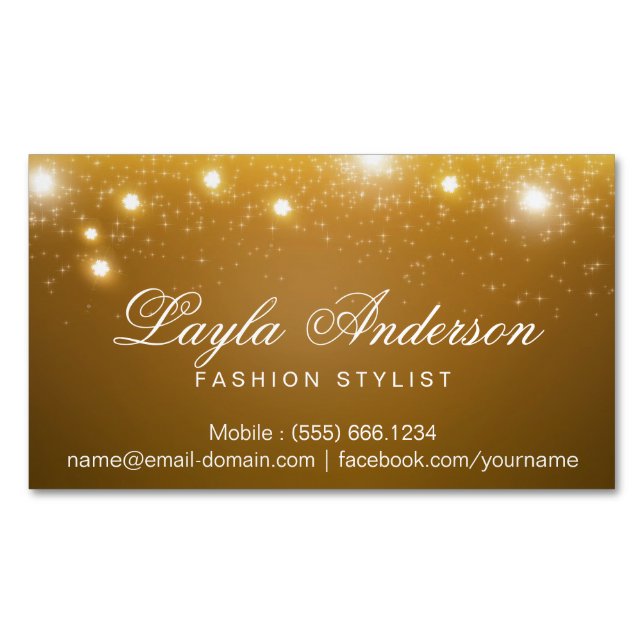 Mode-Stylist - Schimmernde Gold Glitzer Glitzern Magnetische Visitenkarte (Vorderseite)