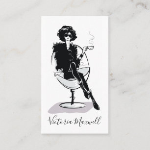 Mode-Stylistin Frau Schwarz-Weiß-Illustration Visitenkarte